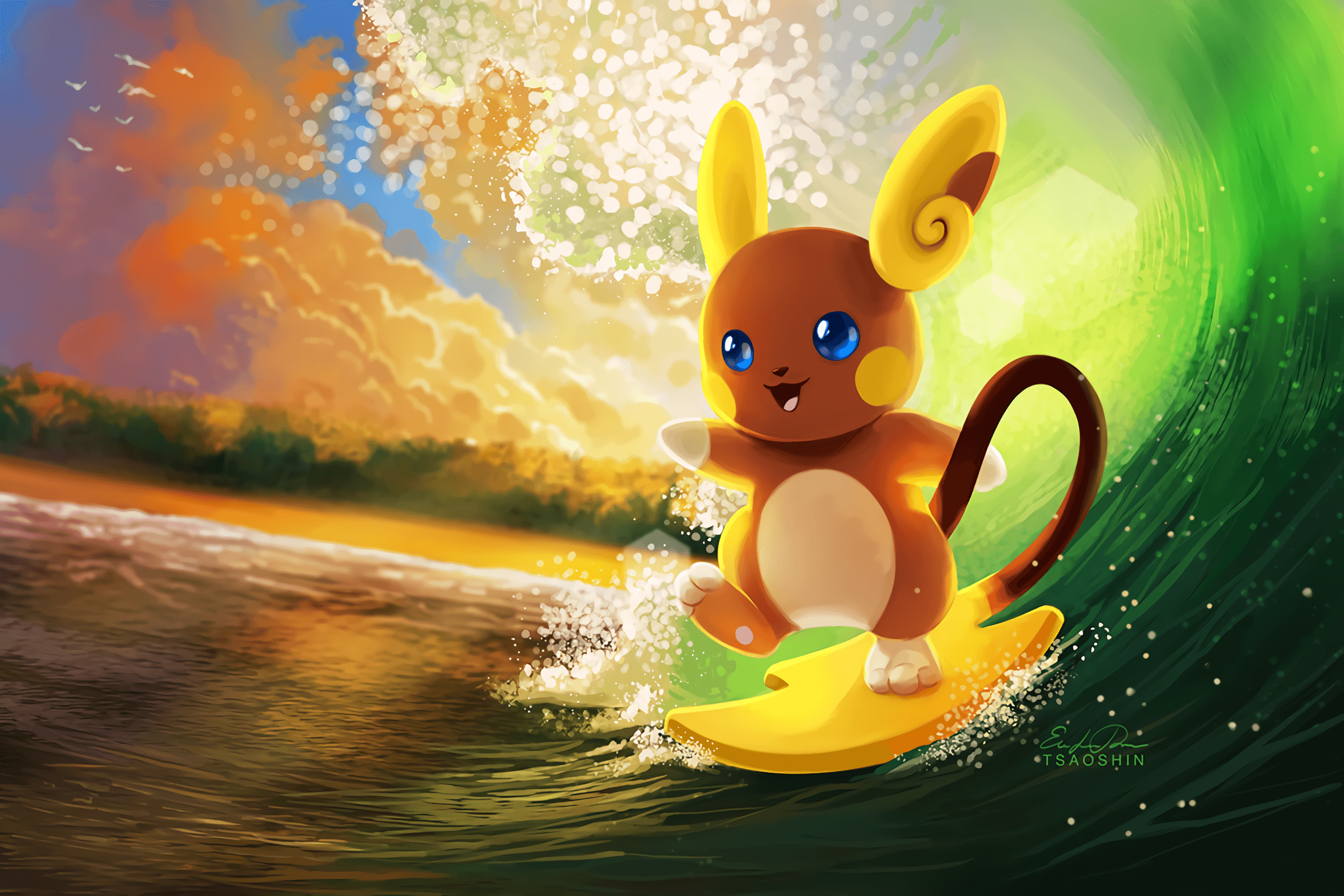 Raichu surfa su onda, 2400x1600 alta risoluzione, PC Desktop