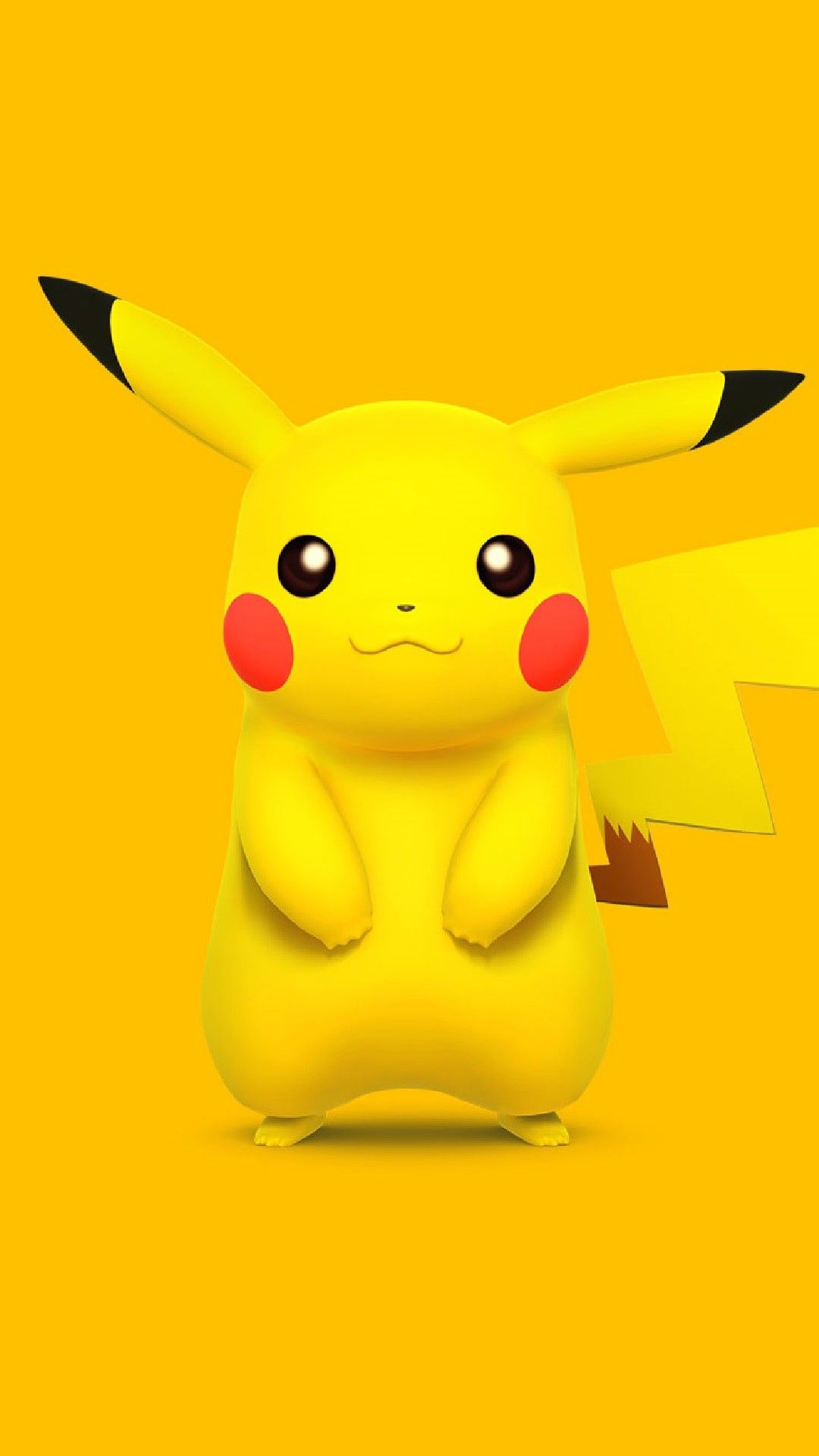 Pikachu 3D sfondo giallo, Pokémon, 1080x1920 Verticale, Mobile