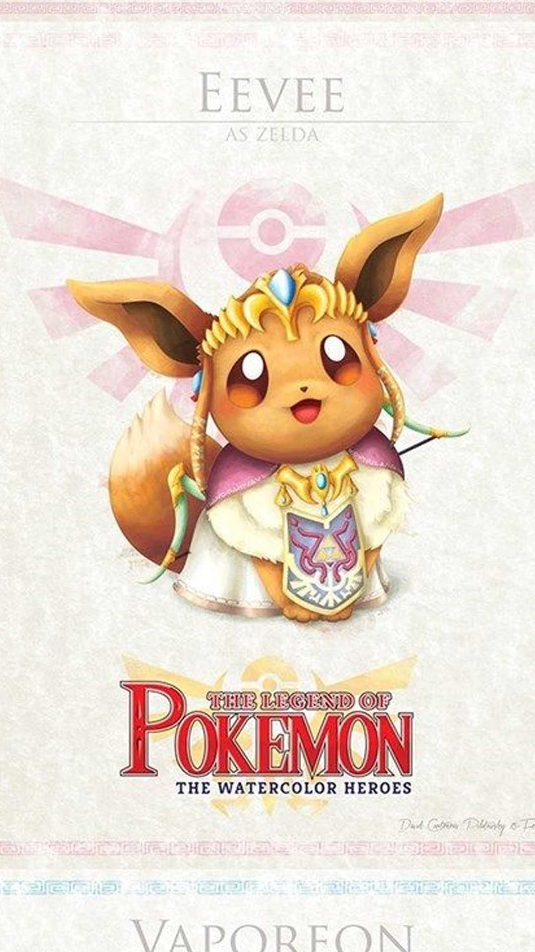 Eevee stile acquerello Pokémon, Eeveelution, 1080x1920 Verticale, Mobile