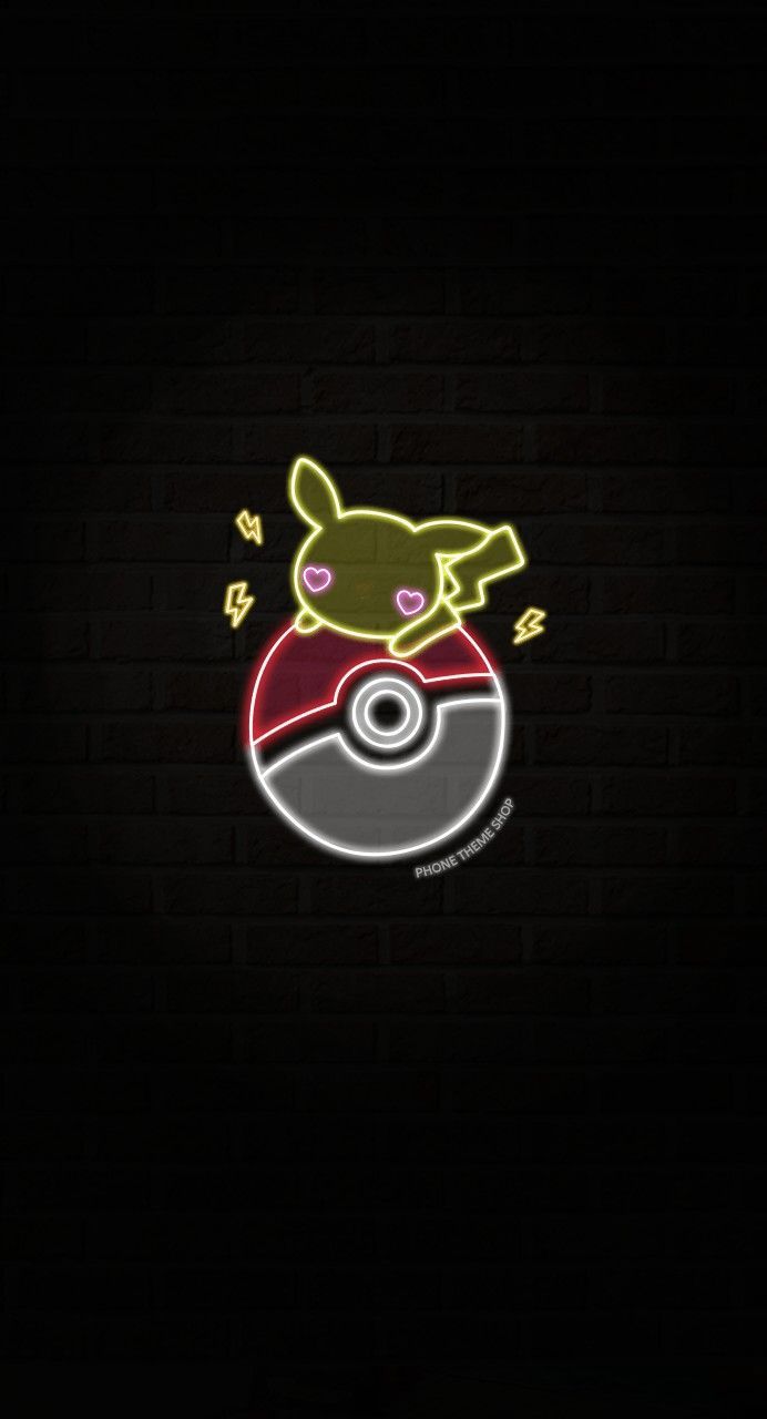 Pikachu neon su pokeball, 692x1280 Verticale, Telefono