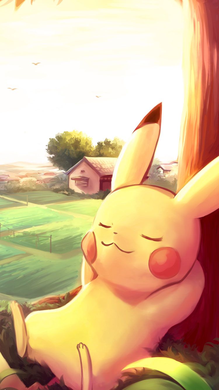 Pikachu addormentato sotto albero, 750x1334 Full HD Verticale, iPhone