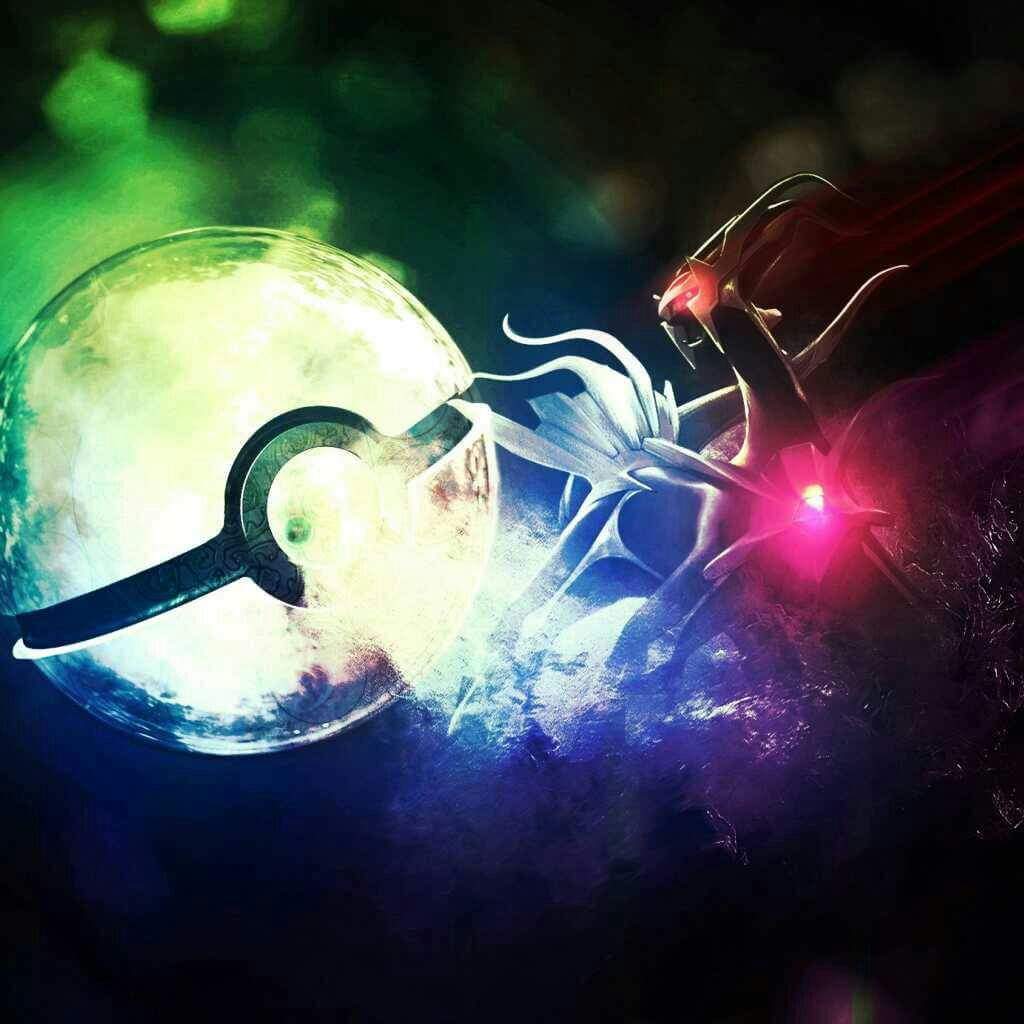 Pokéball luminosa con creatura oscura, 1024x1024 HD, PC Desktop