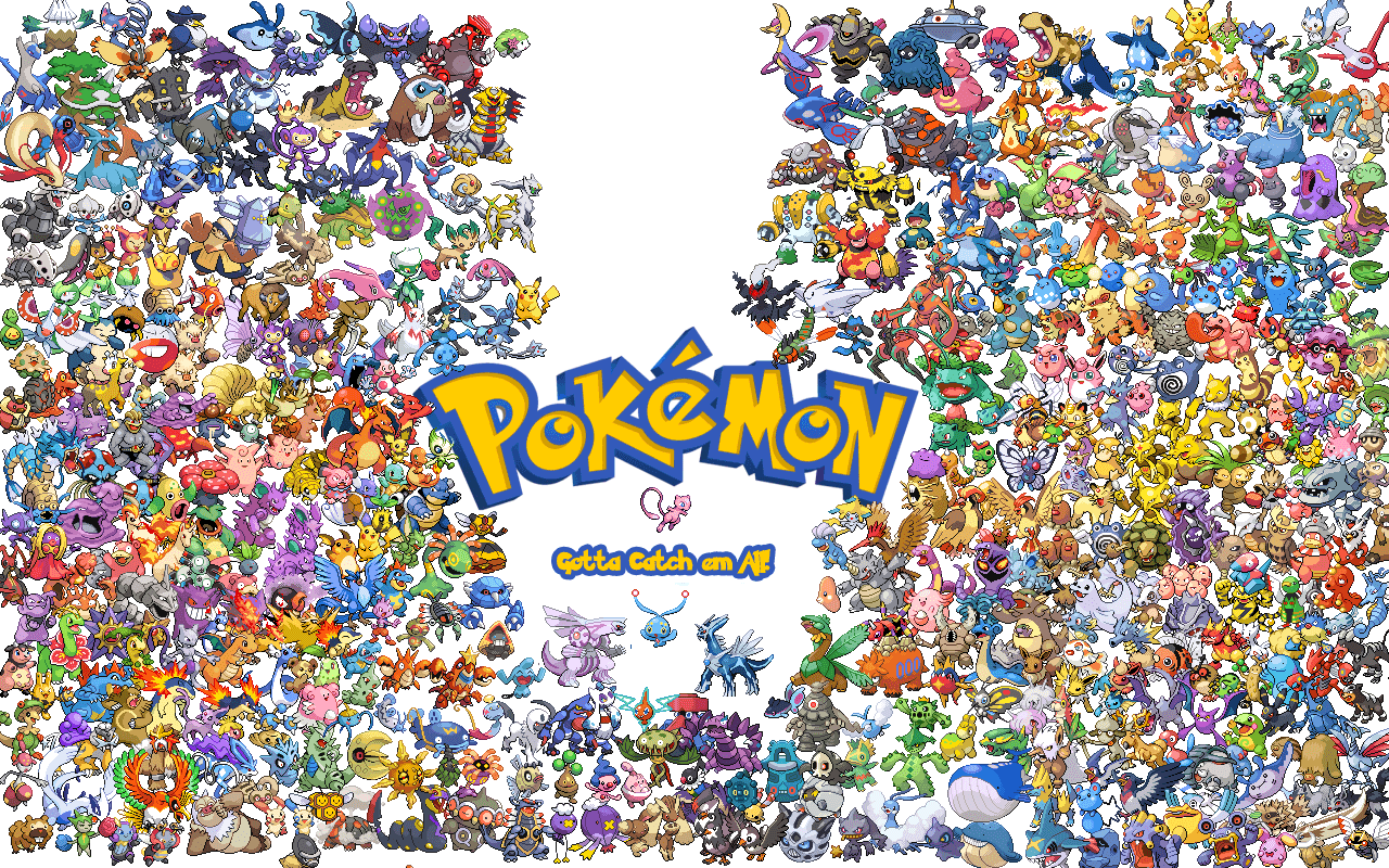 Collage personaggi Pokémon colorati, 1280x800 720p, PC