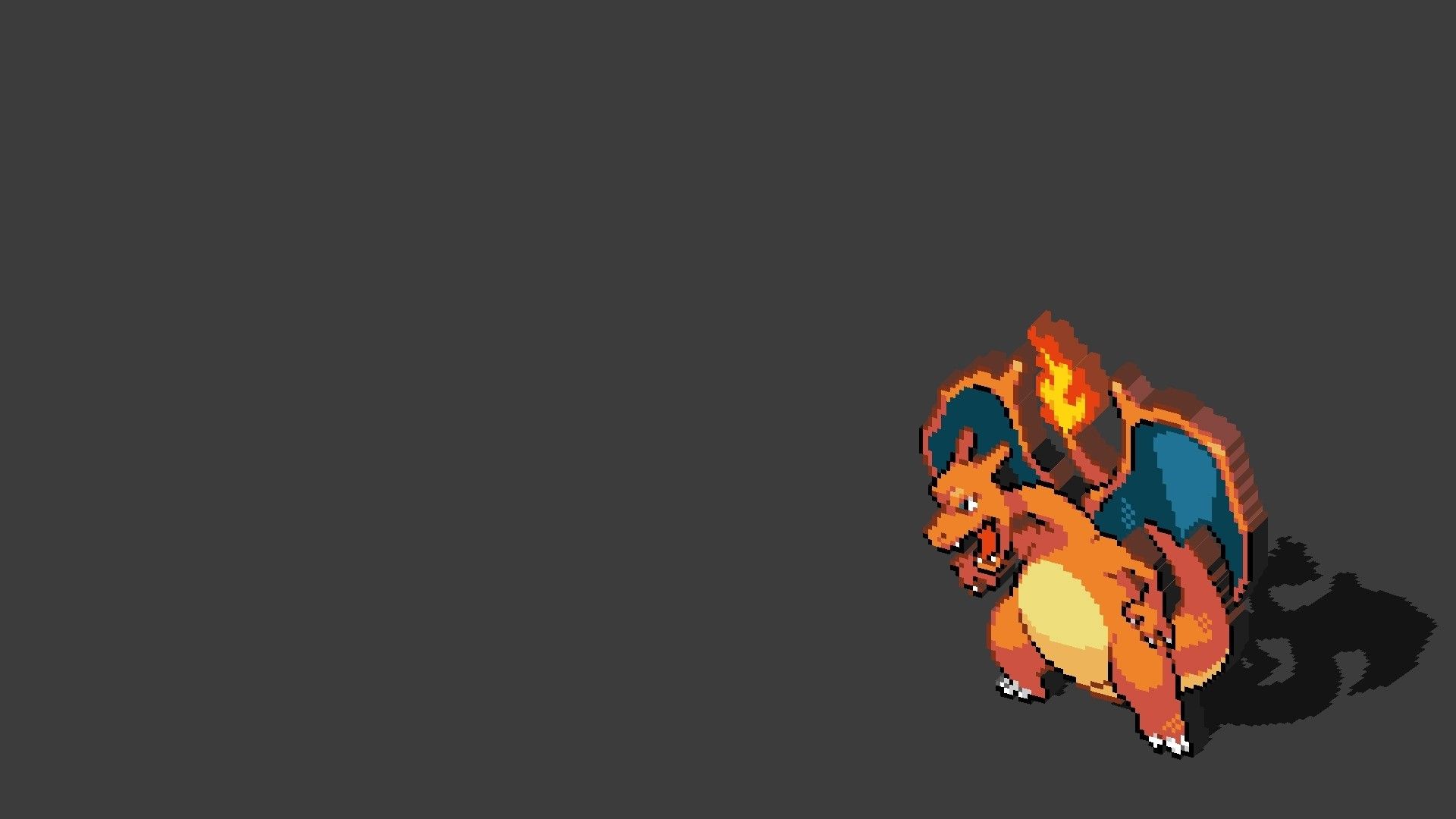 Charizard cromatico su sfondo grigio, 1920x1080 1080p, Desktop