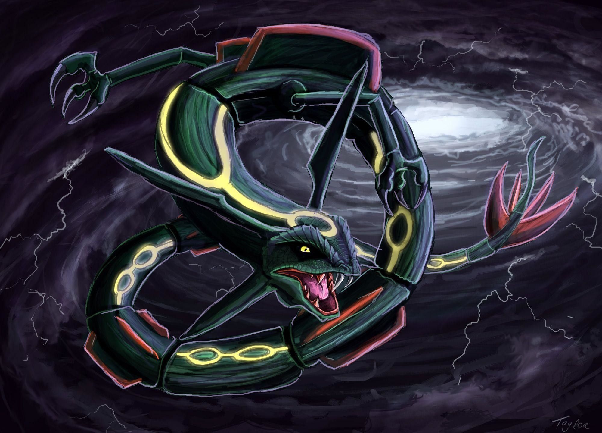 Rayquaza cromatico nero viola, 2000x1437 2K, Desktop