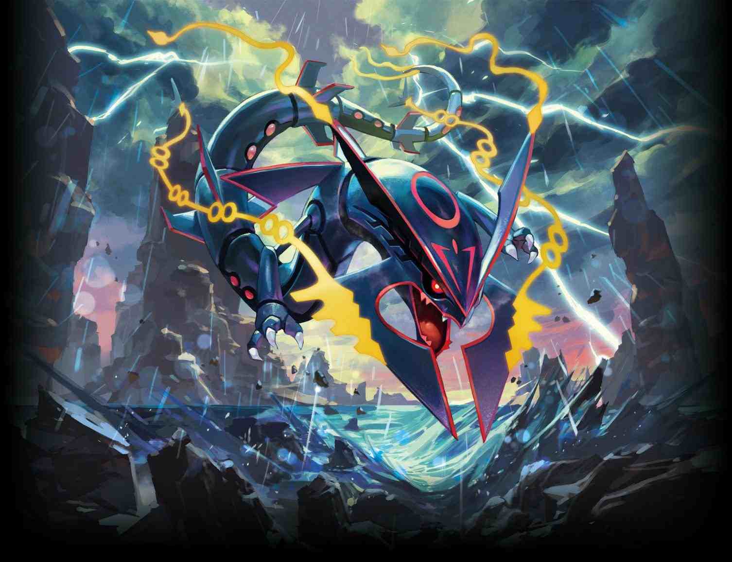 Rayquaza cromatico tra fulmini, 1506x1156 HD, Desktop