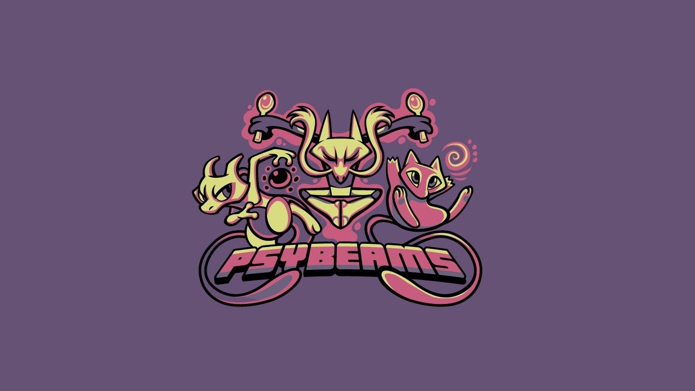 Mewtwo Mew logo Psybeams, 1366x768 720p, PC