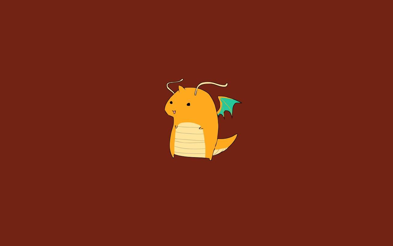 Dragonite minimalista sfondo rosso, 1280x800 HD, Desktop