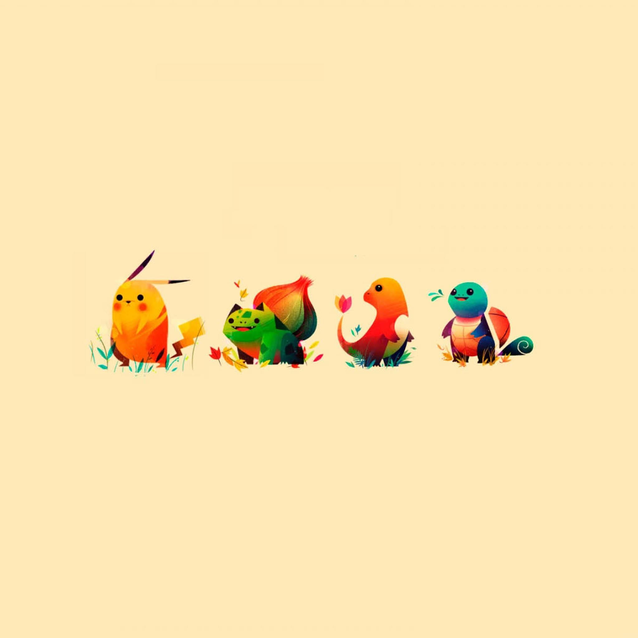 Pokémon stilizzati in fila, 2048x2048 2K, Desktop