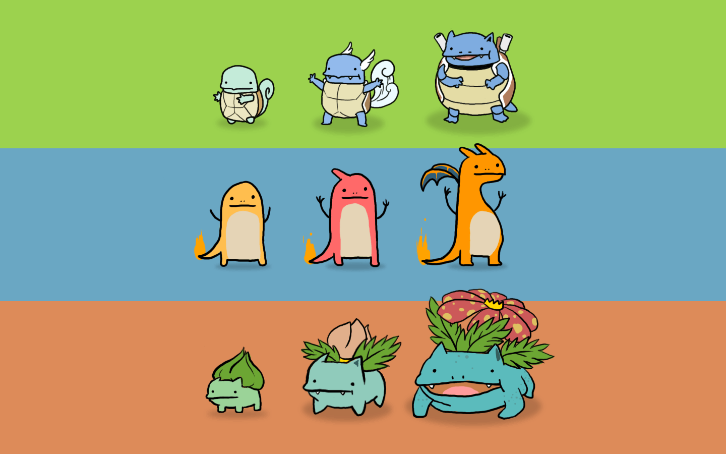 Evoluzioni Pokémon starter divertenti, 1440x900 720p, Laptop