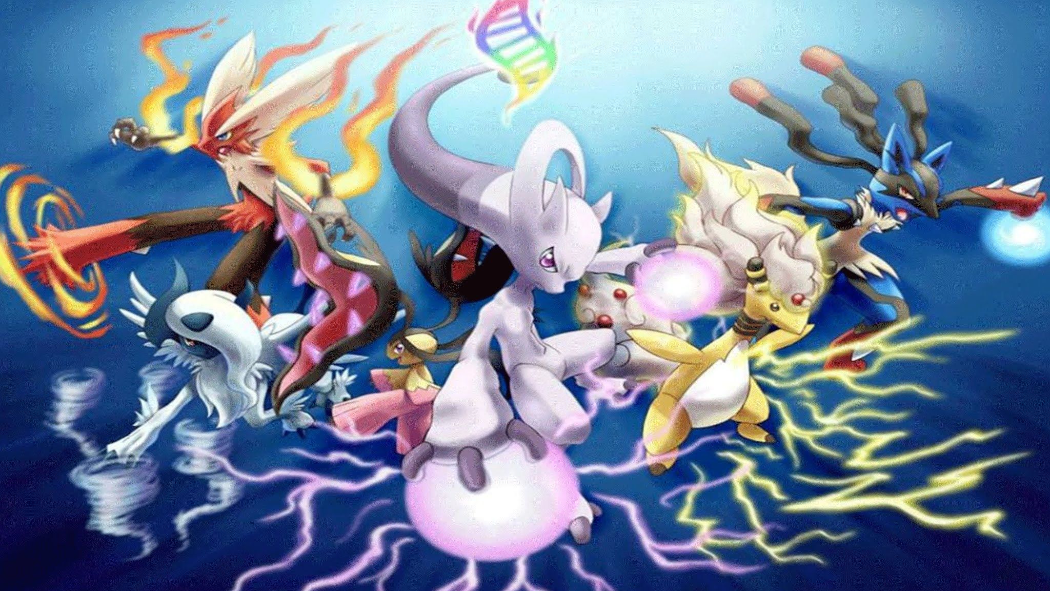 Mega Pokémon evoluzioni gruppo, 2048x1152 alta risoluzione, Desktop