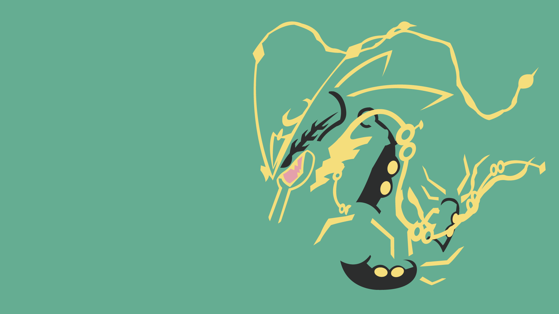 Rayquaza minimalista sfondo verde, 1920x1080 Full HD, PC Desktop