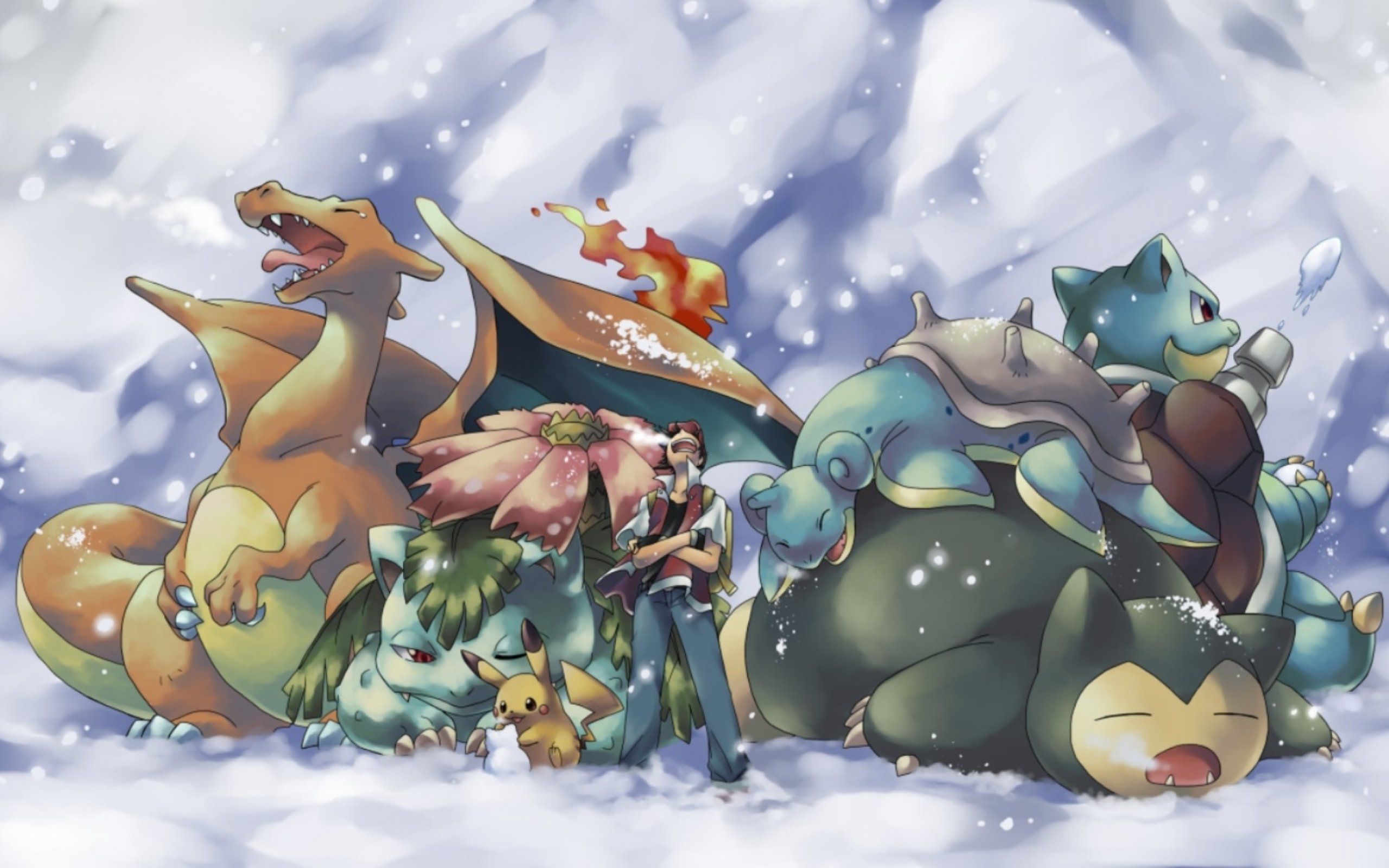 Charizard Venusaur Blastoise nella neve, 2560x1600 2K, PC
