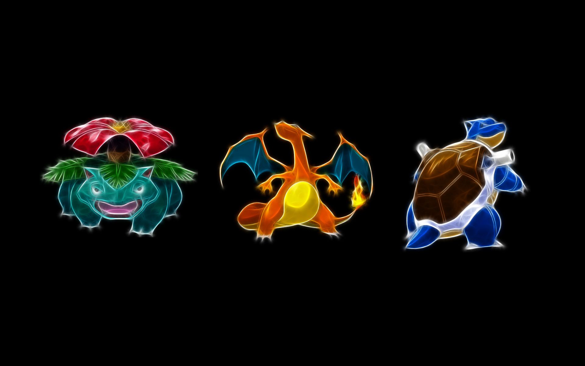 Venusaur Charizard Blastoise neon, 1920x1200 Full HD+, PC