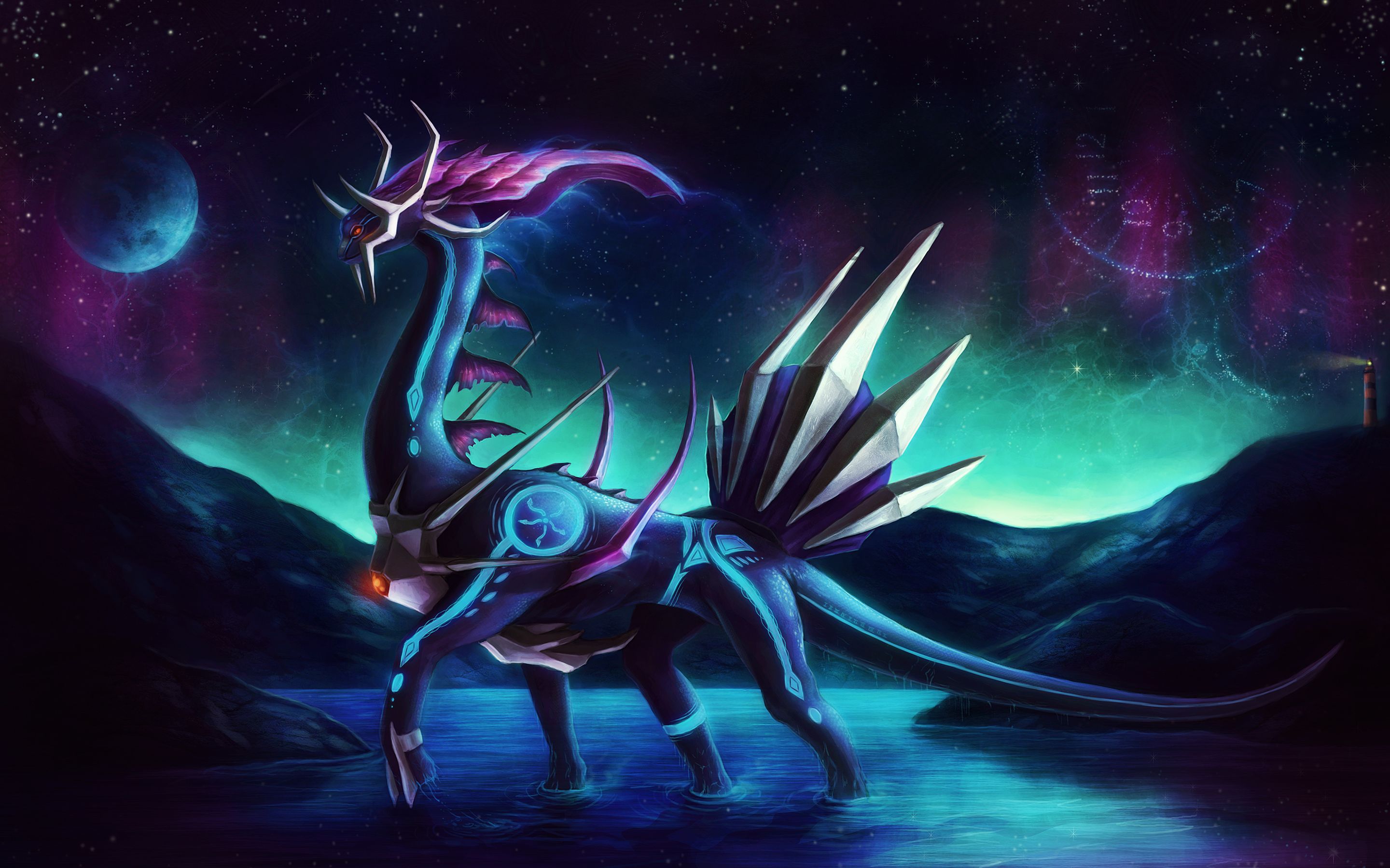 Pokémon Suicune notturno luminoso, 2880x1800 2K, Desktop