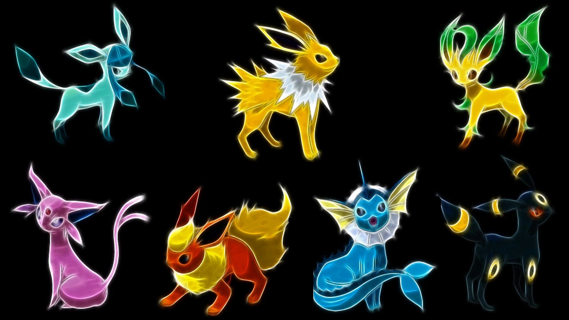 Silhouette Pokémon elementali colorate, 1920x1080 Full HD 1080p, Desktop