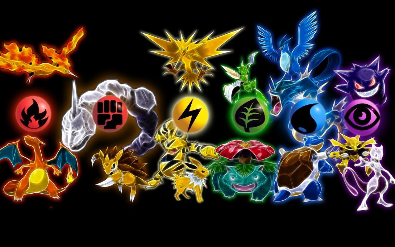 Pokémon leggendari colorati sfondo nero, 1280x800 720p, Laptop