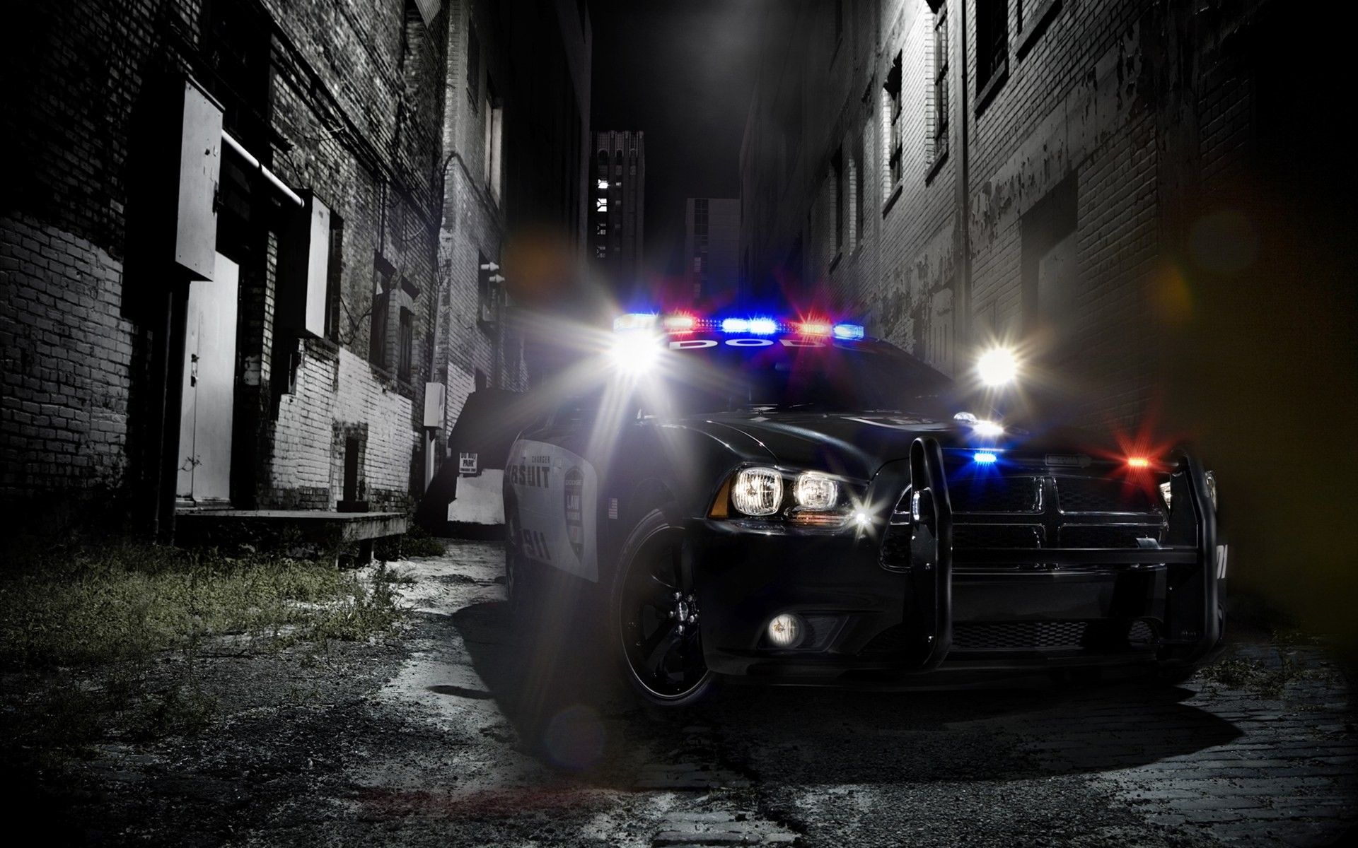 Auto polizia con luci notte, 1920x1200 Full HD+ WUXGA, iMac