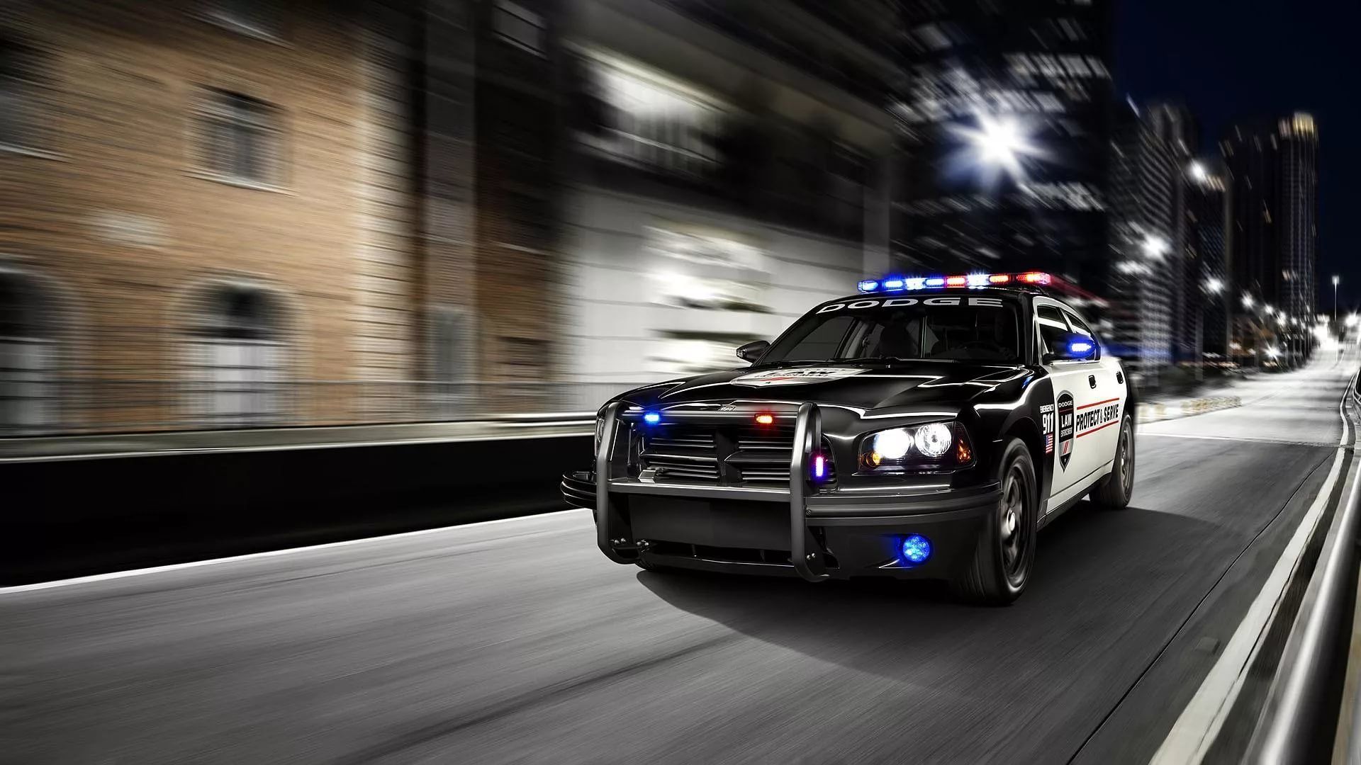 Auto della polizia notturna, 1920x1080 Full HD 1080p, Laptop