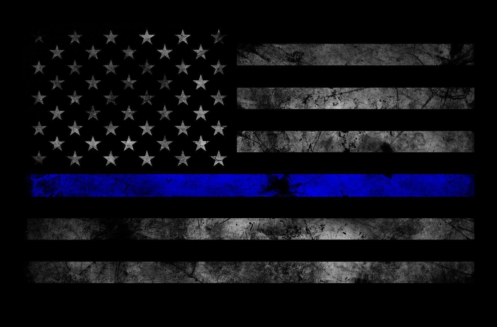 Bandiera Thin Blue Line polizia, 1584x1044 HD, Desktop