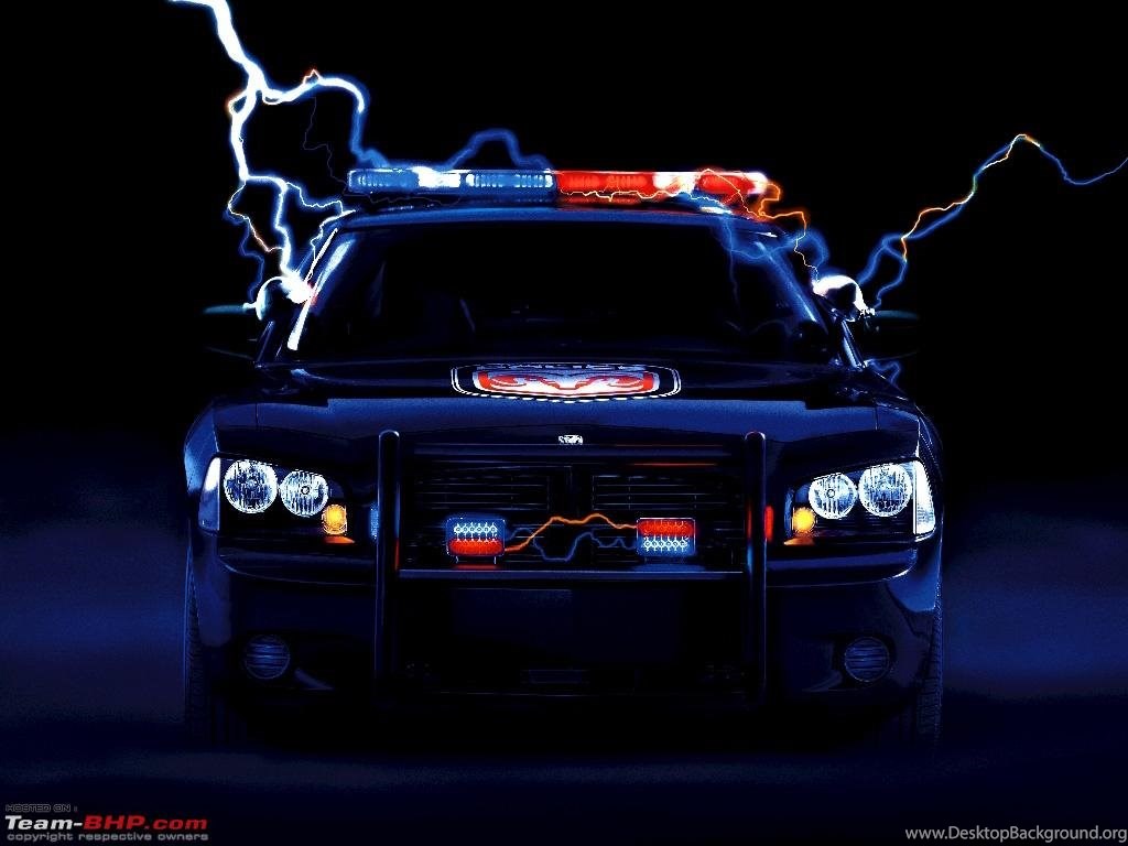 Auto polizia con fulmini, 1024x768 HD, Laptop