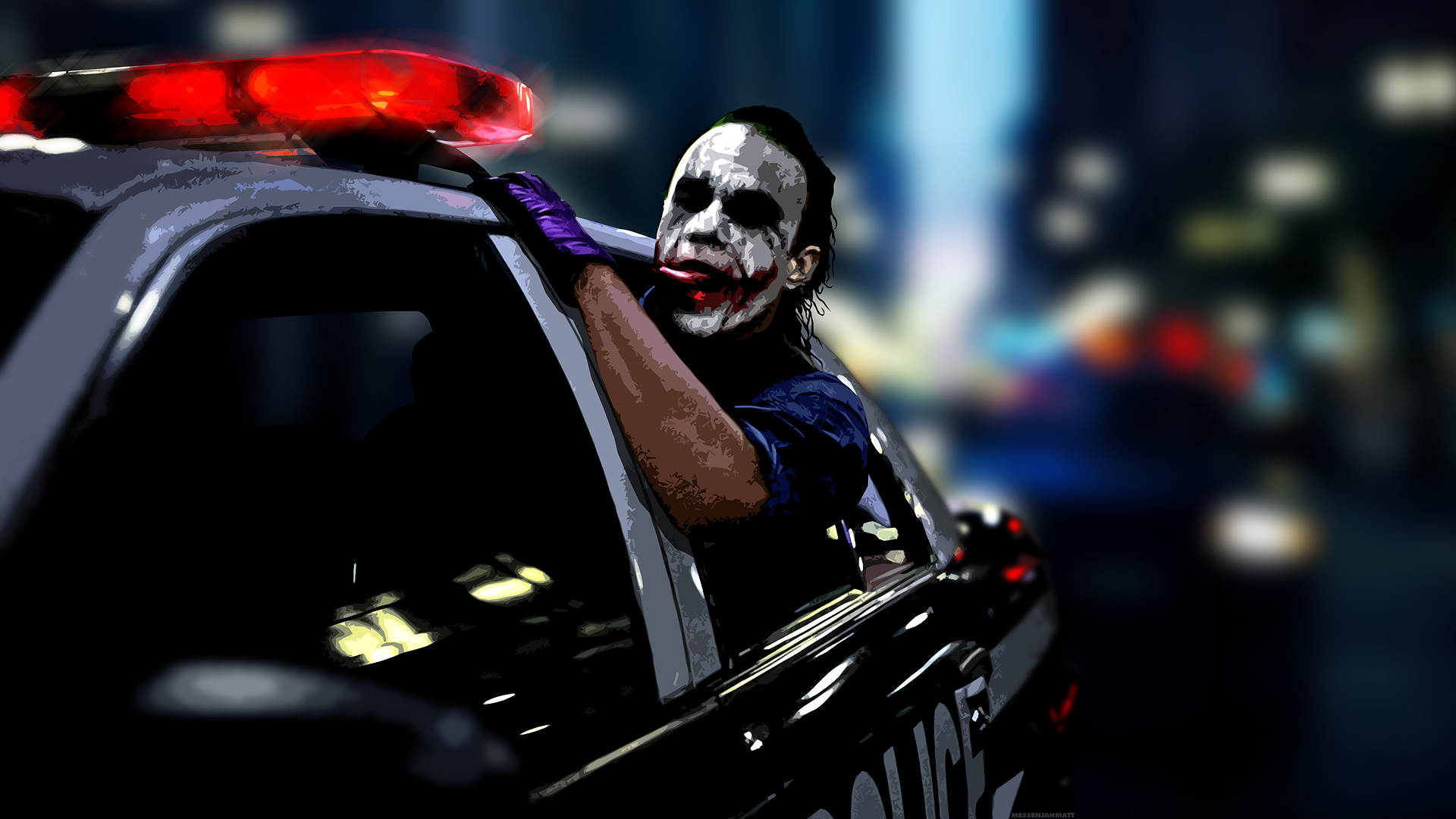Joker in auto della polizia, nemesi di Batman, 1920x1080 Full HD 1080p, PC