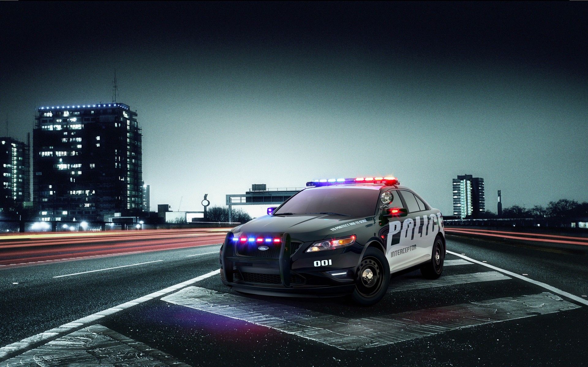 Auto della polizia notturna città, 1920x1200 Full HD+, Laptop