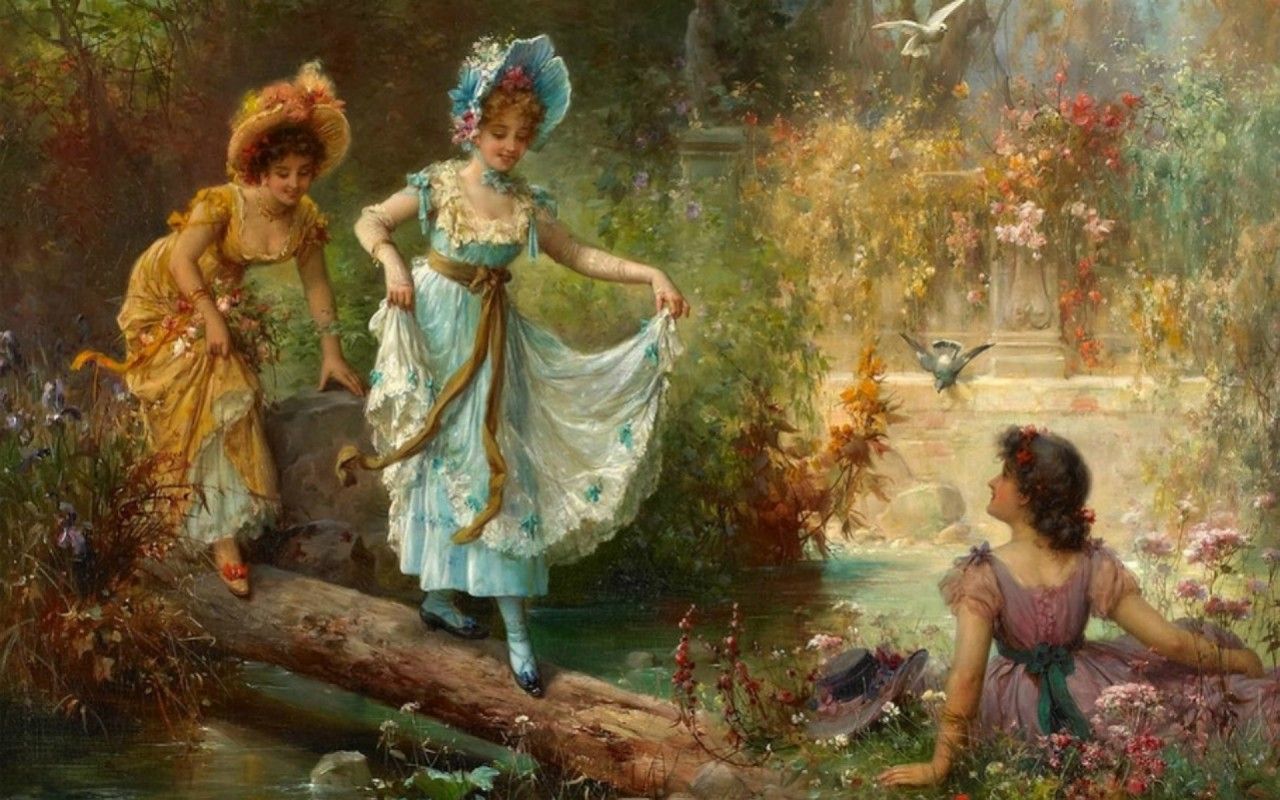 Dipinto donne giardino fiorito, 1280x800 720p, PC