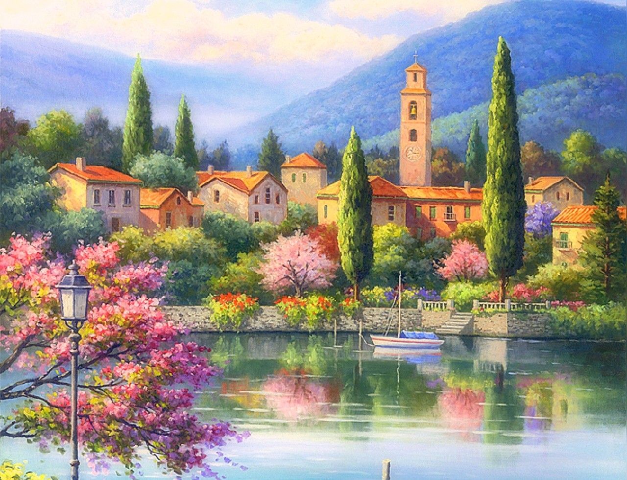 Villaggio italiano sul lago, 1280x980 720p, Lenovo Legion