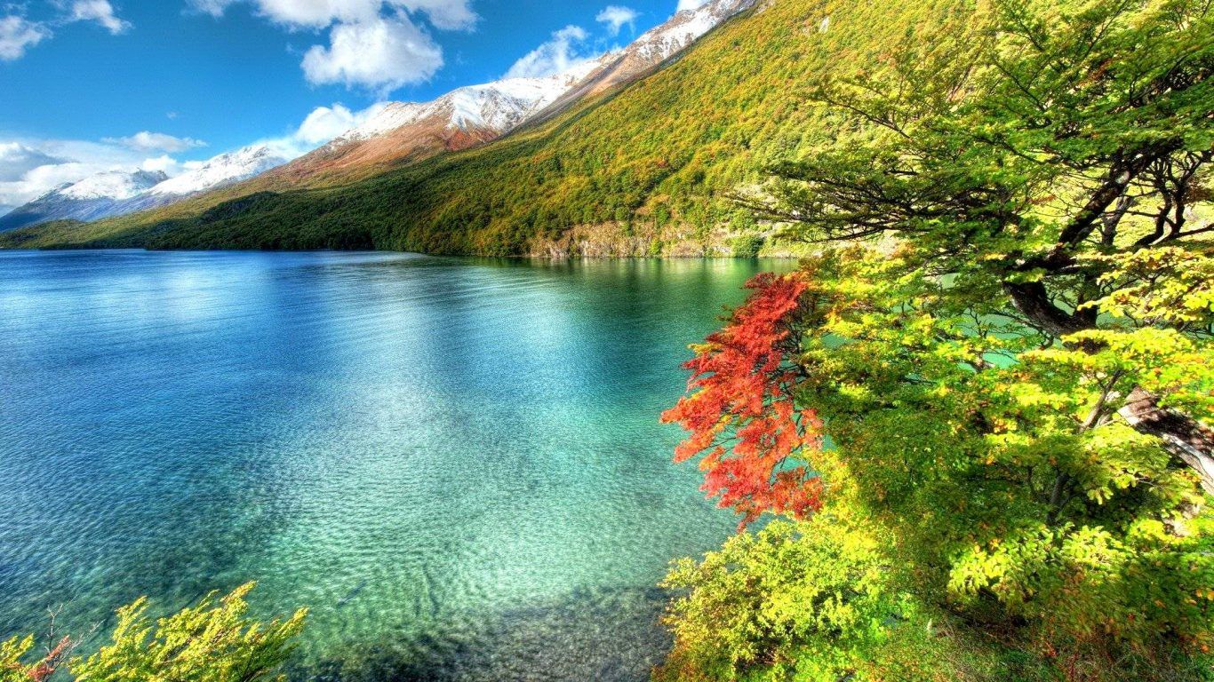 Lago di montagna paesaggio naturale, 1366x768 HD, Desktop