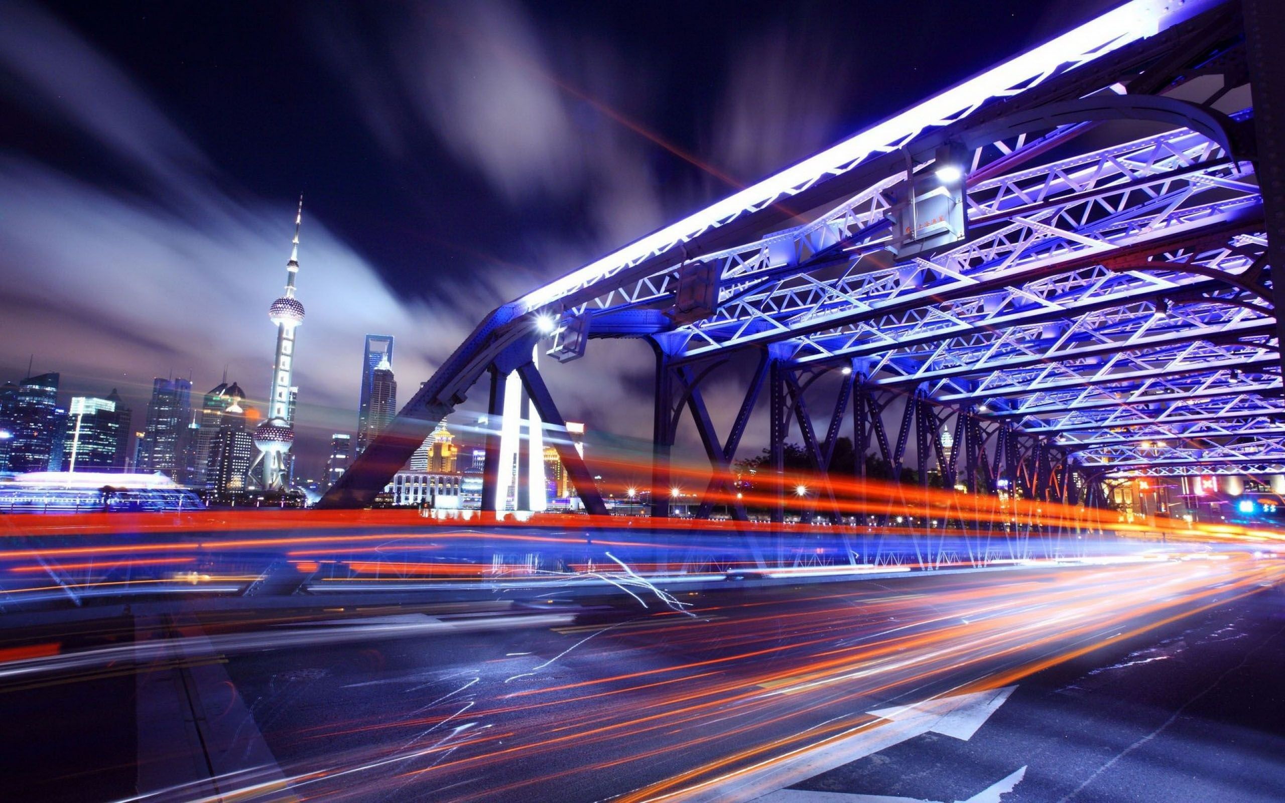 Ponte metallico notturno Shanghai, 2560x1600 2K+, Laptop
