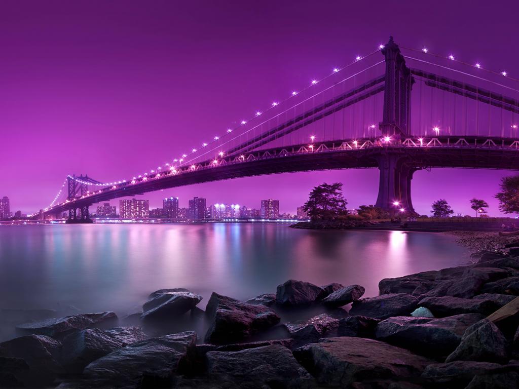 Ponte viola di notte, 1024x768 HD, Laptop