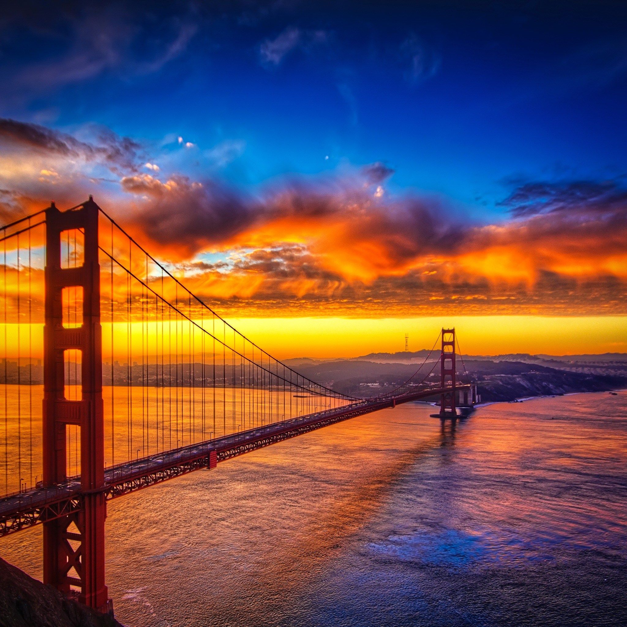 Golden Gate Bridge all'alba, 2048x2048 alta risoluzione, Laptop