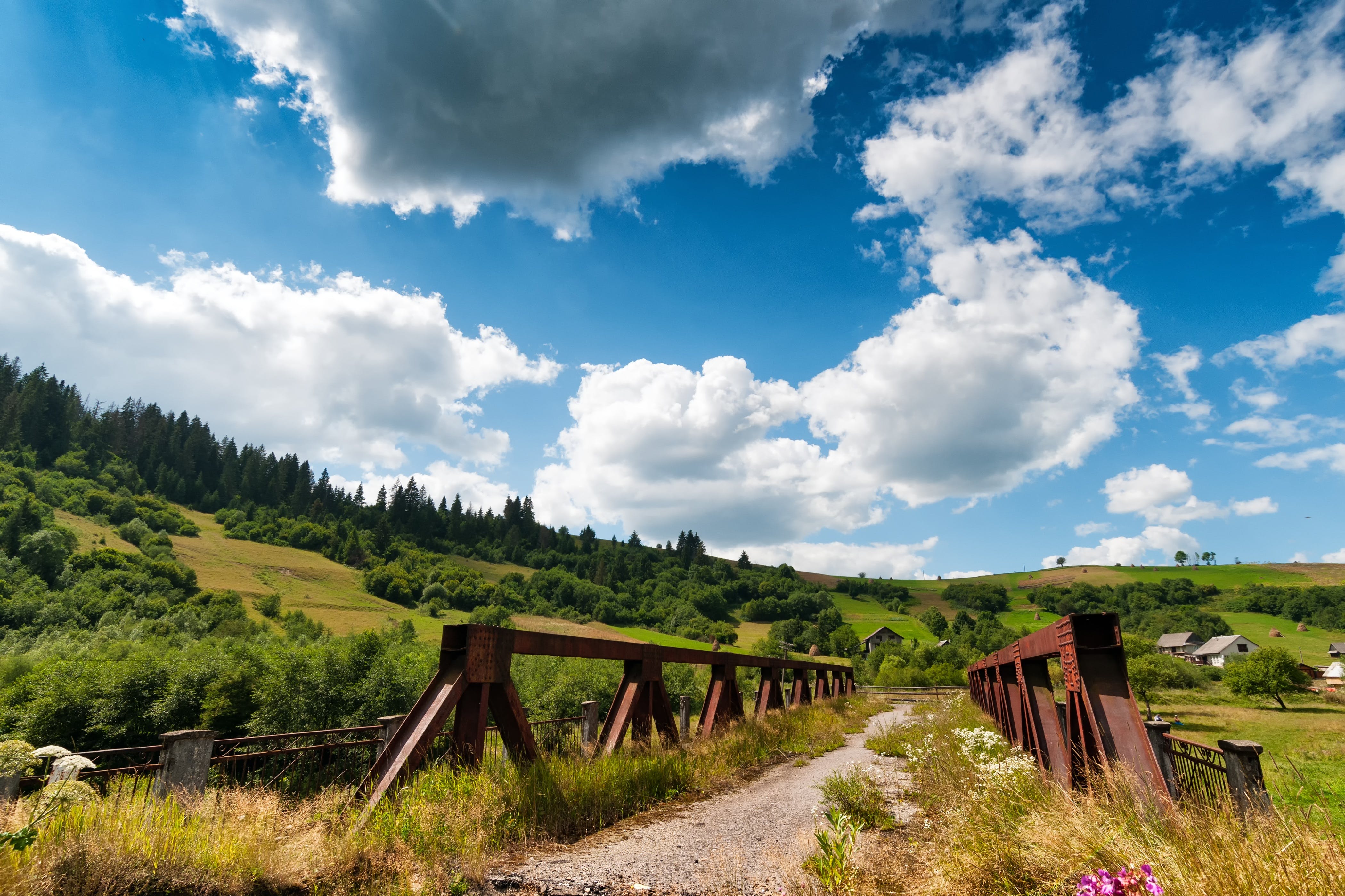 Ponte in legno tra colline verdi, 4200x2800 Ultra HD, 4K TV