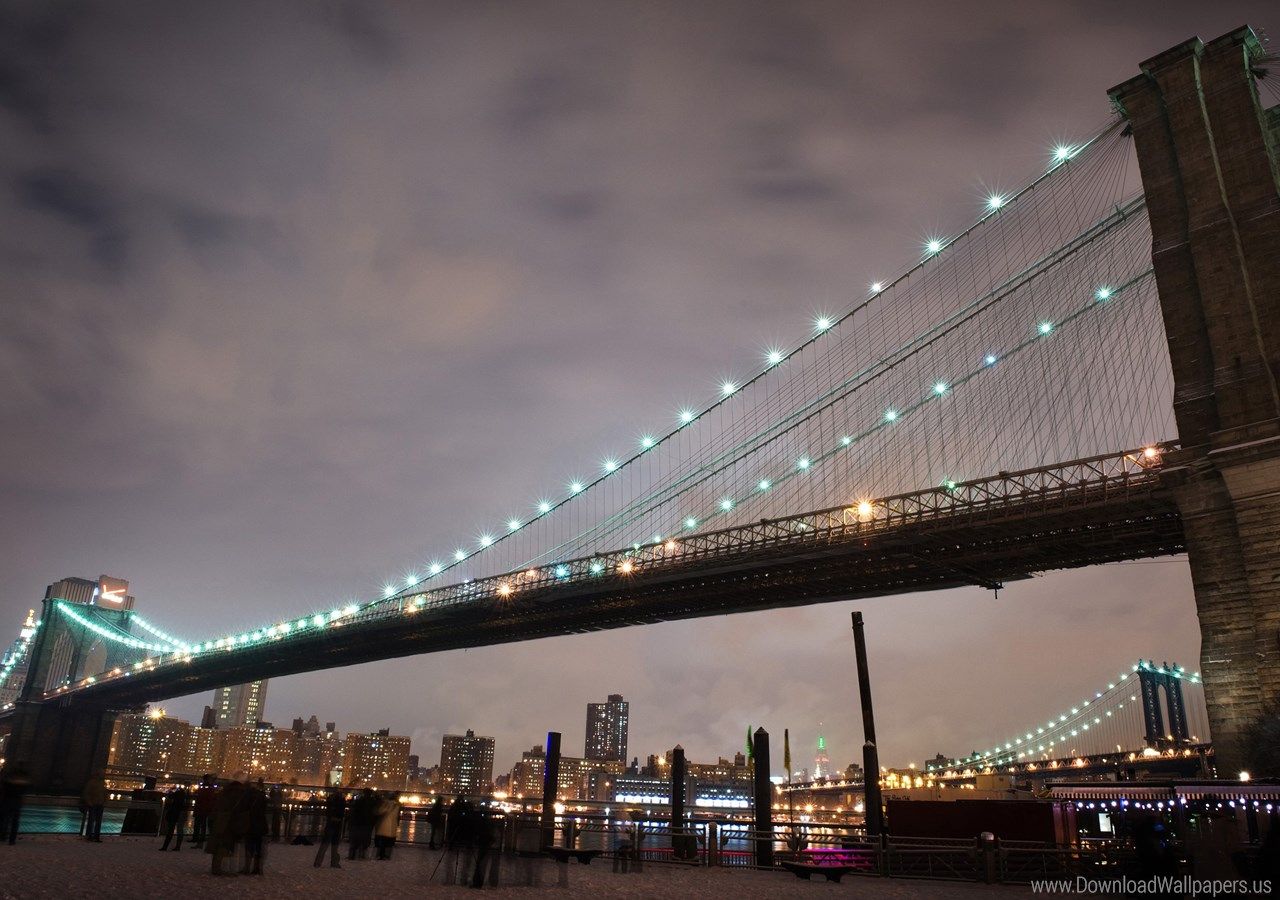 Ponte di Brooklyn illuminato notte, 1280x900 HD, Desktop
