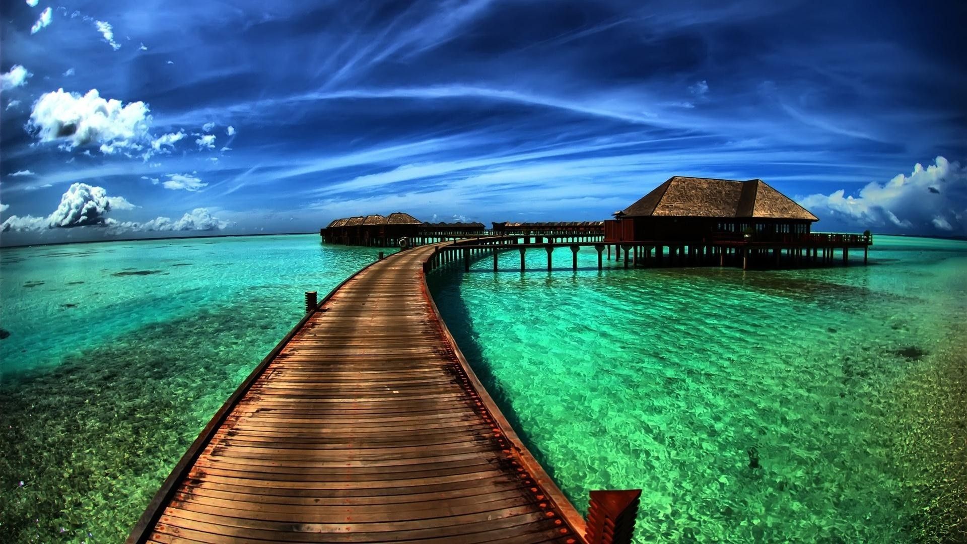 Passerella di legno sull'oceano, 1920x1080 1080p, PC Desktop