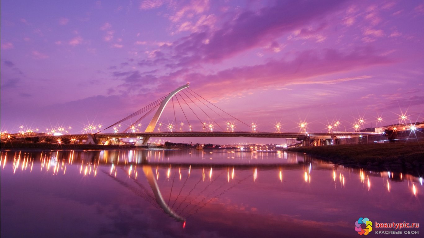 Ponte Dazhi Taipei tramonto, 1366x768 HD, Desktop