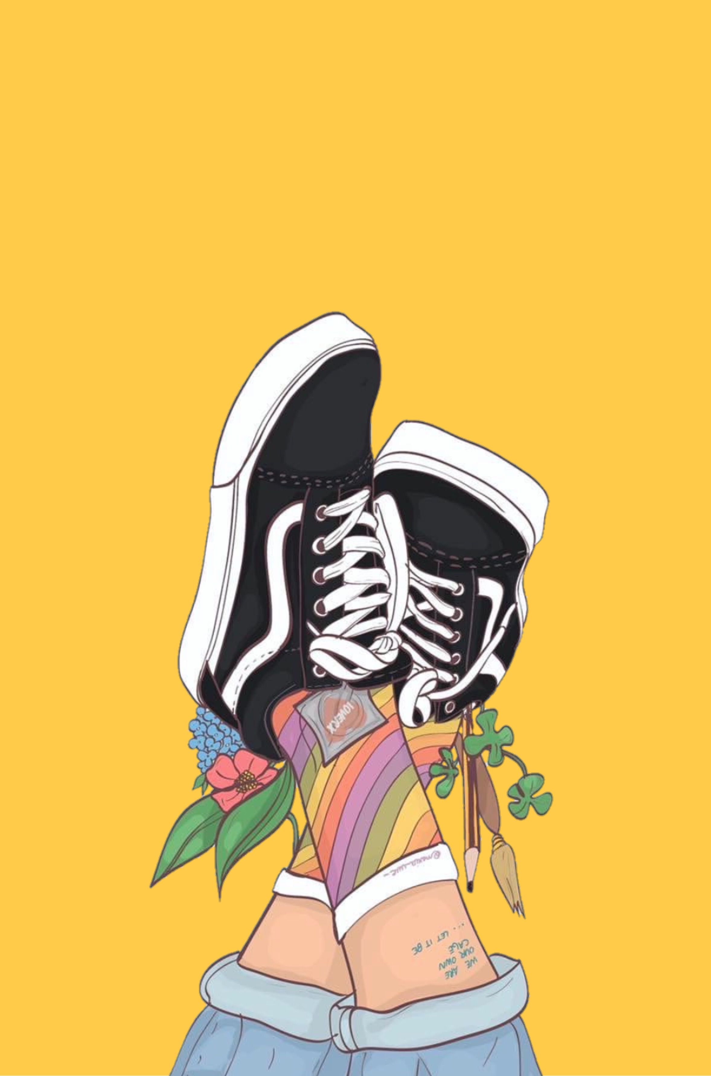 Scarpe Vans nere fiori gambe, scarpe skate, 2355x3561 Verticale, Mobile