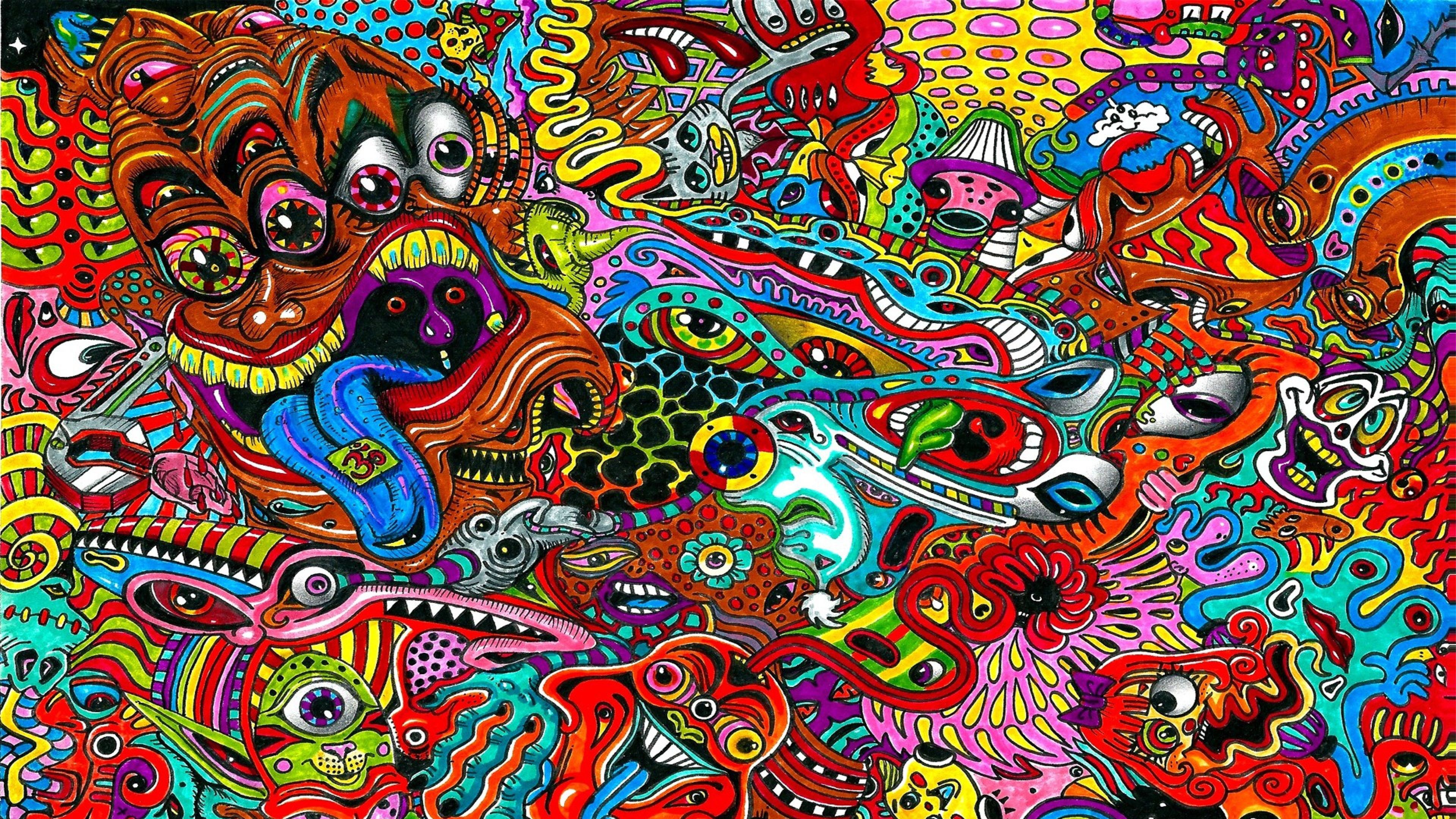 Volti psichedelici astratti colorati, 3840x2160 Ultra HD, 4K TV