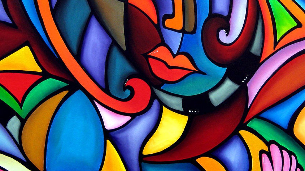 Volto astratto pop art colorato, 1280x720 720p, iMac