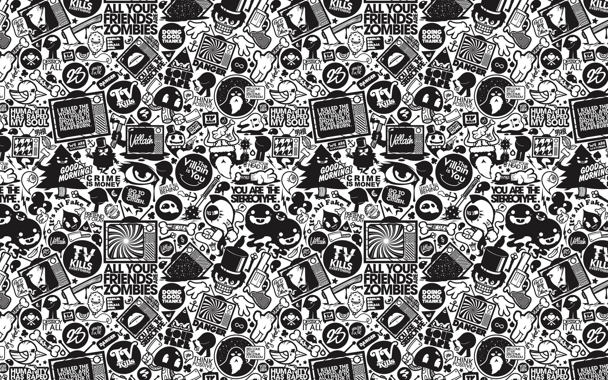 Pattern doodle bianco e nero, 2560x1600 WQXGA, MacBook Pro
