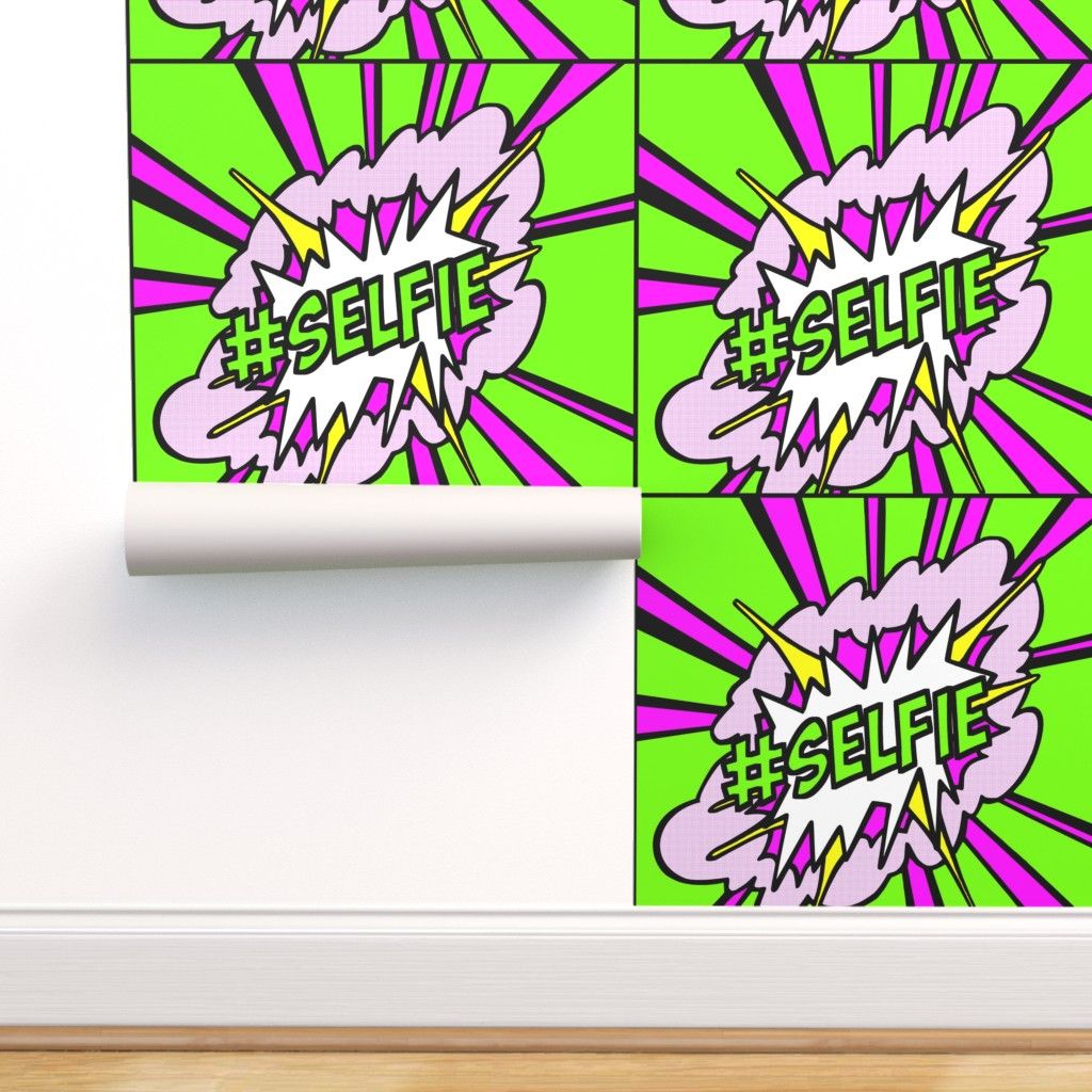 Fumetto pop art #SELFIE verde, 1024x1024 HD, PC