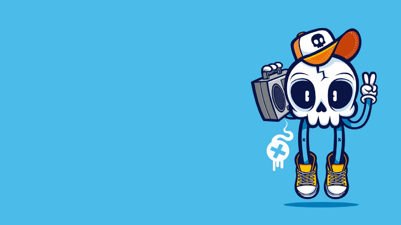 Teschio pop art con boombox, 1600x900 900p, iMac