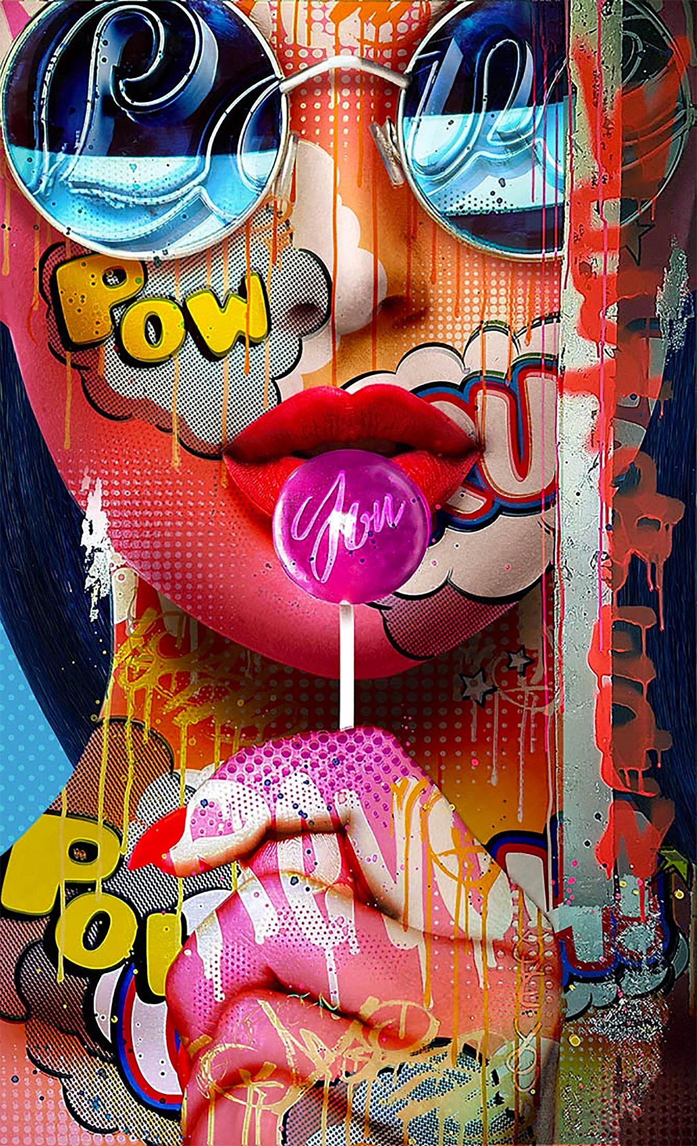 Volto pop art lecca-lecca, 1400x2302 Verticale, Mobile
