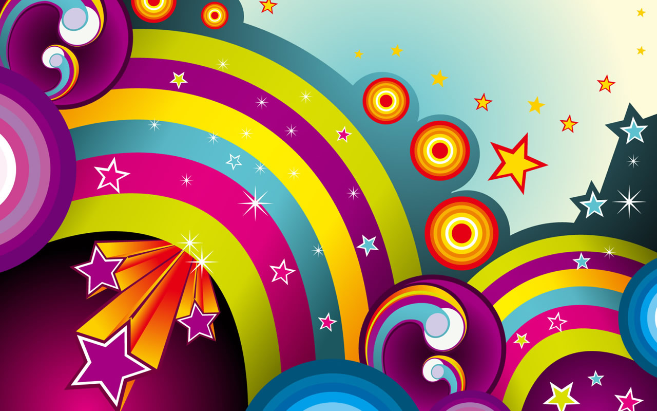 Arcobaleni e stelle colorate pop art, 1280x800 HD, Desktop