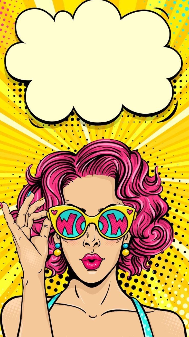 donna pop art occhiali capelli rosa, 736x1308 Verticale, Mobile