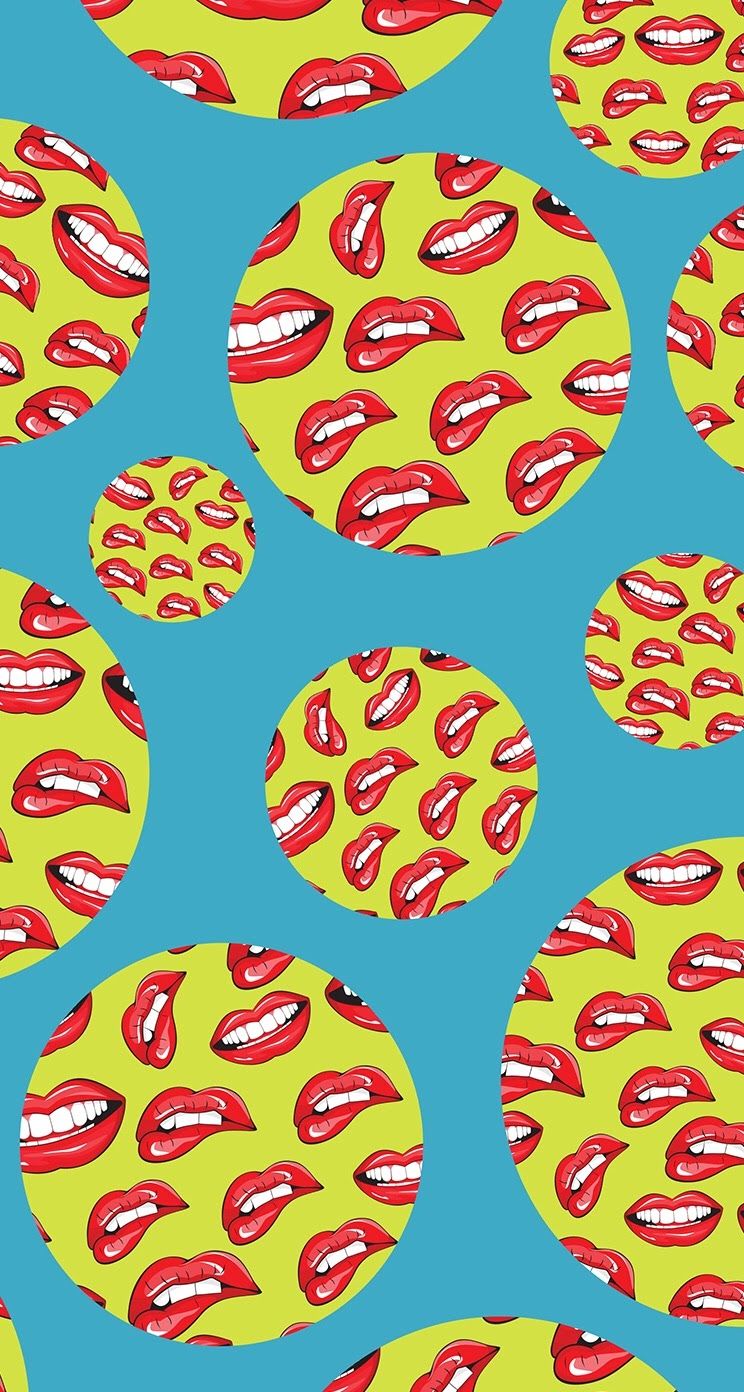 Labbra pop art gialle blu, 744x1392 Full HD Verticale, Realme