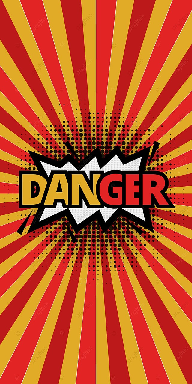 Fumetto Danger raggi rosso giallo, 640x1280 Verticale, Telefono
