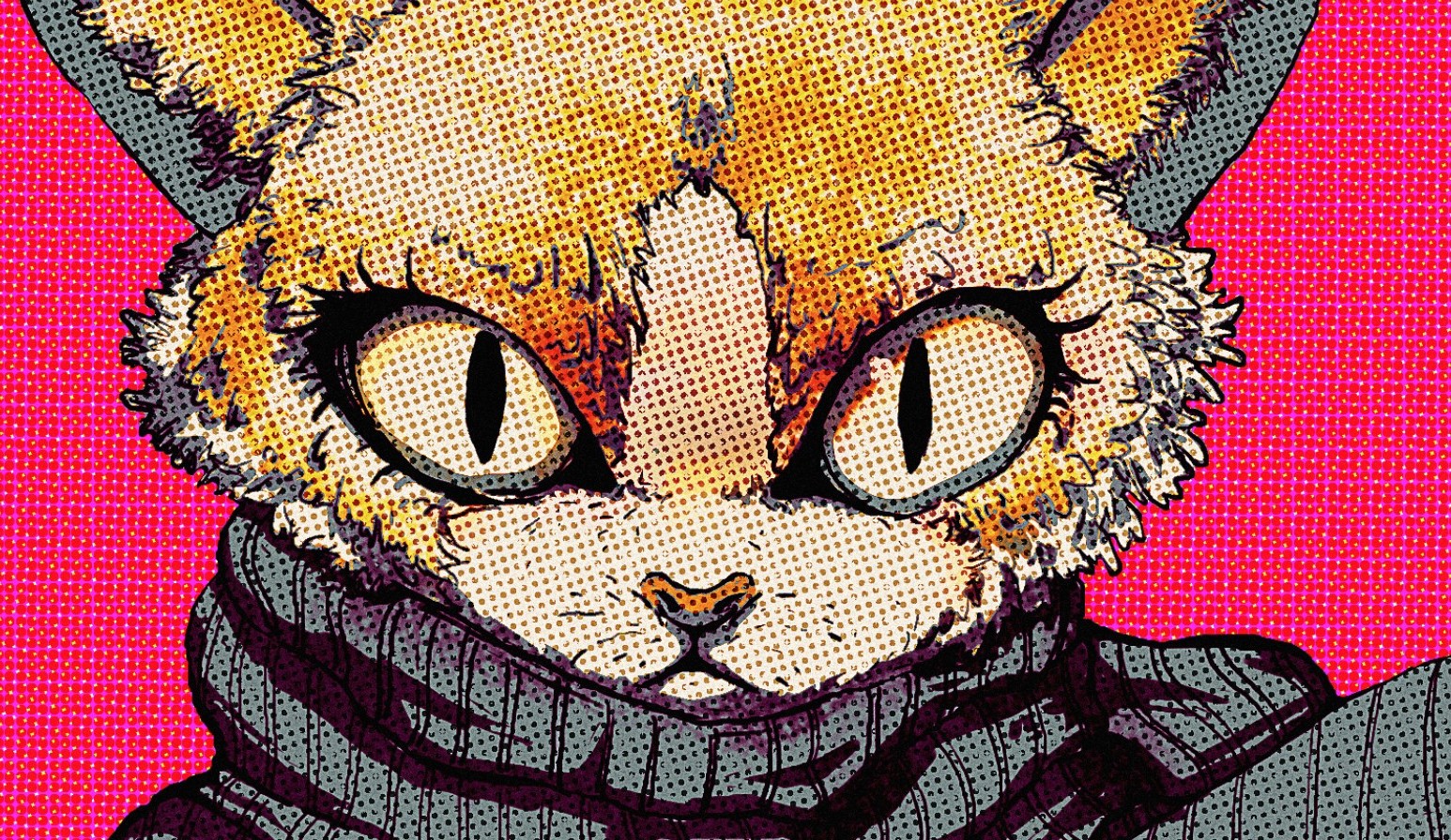 Gatto stile pop art rosa, 1546x896 720p, Laptop