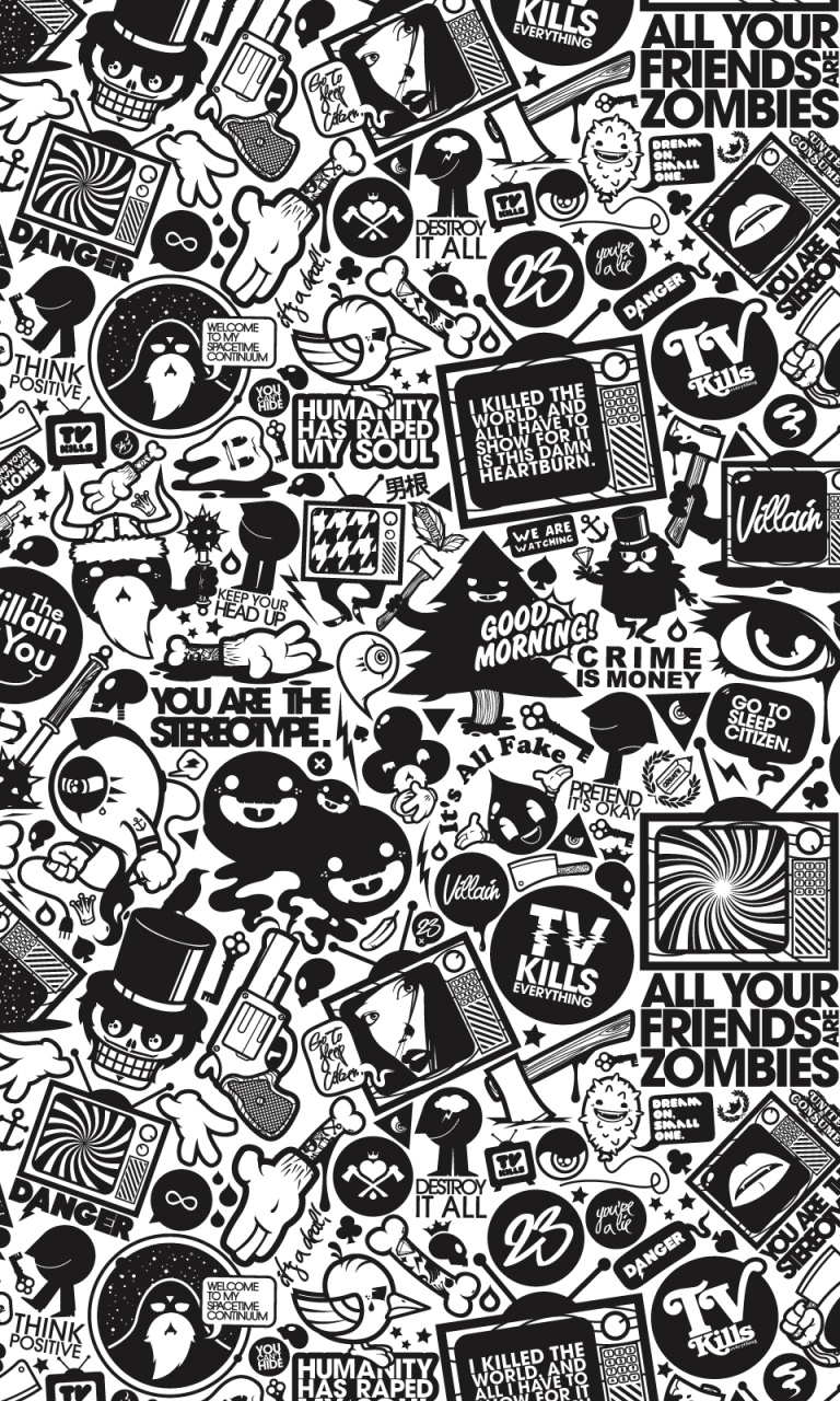 Pattern pop art bianco nero, 768x1280 Full HD Verticale, iPhone